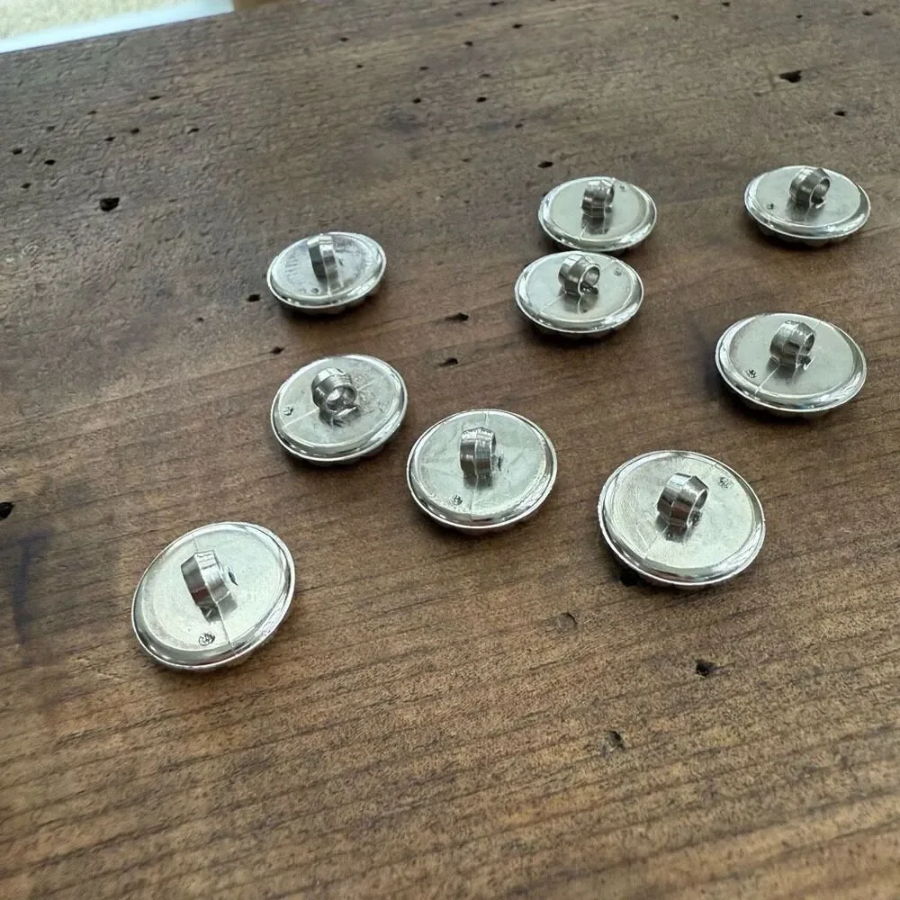 9 Vintage Ungaro Midnight Blue Silver Tone Buttons